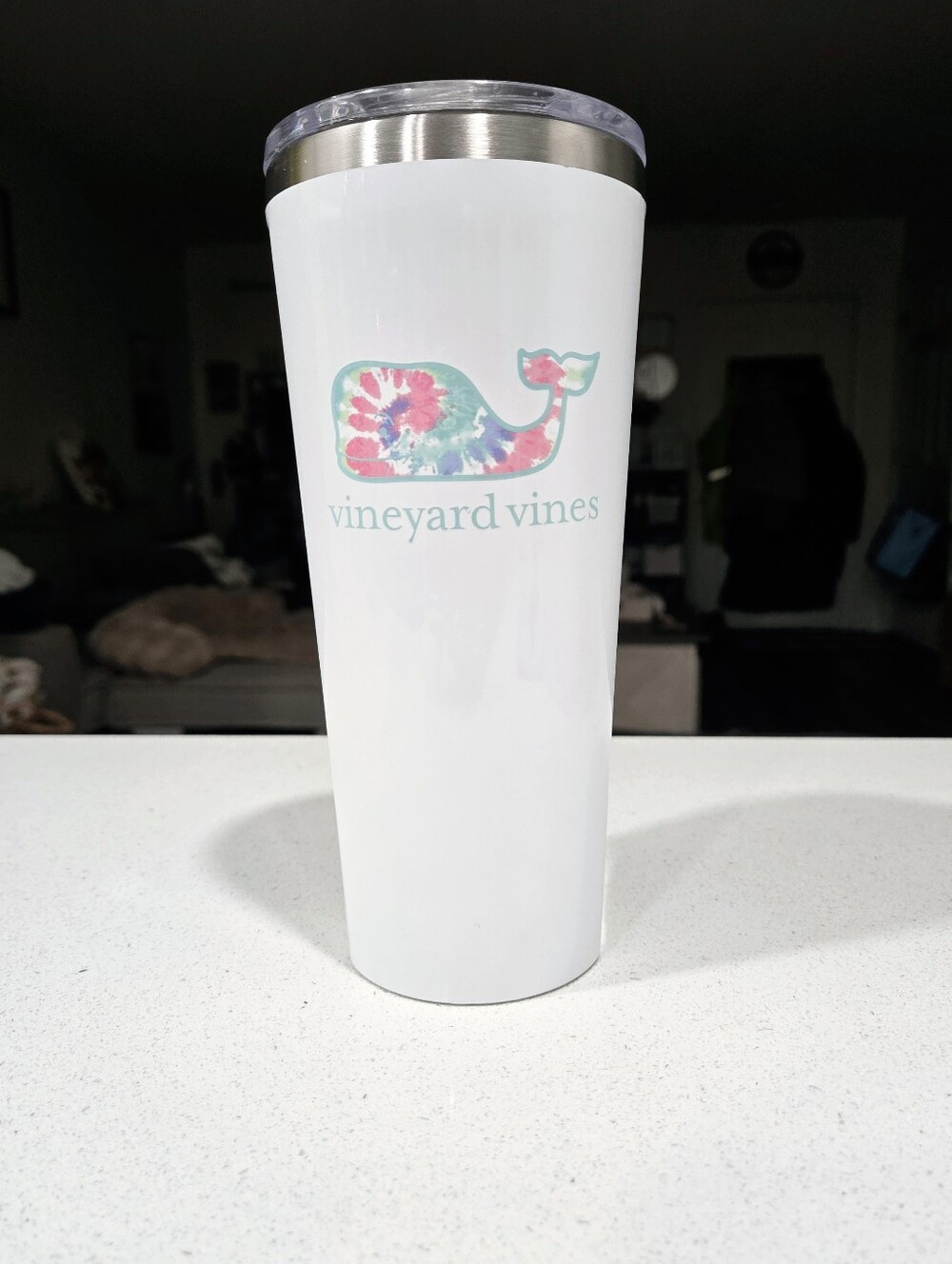 Vineyard Vines tie-dye whale Corkcicle 24oz tumbler